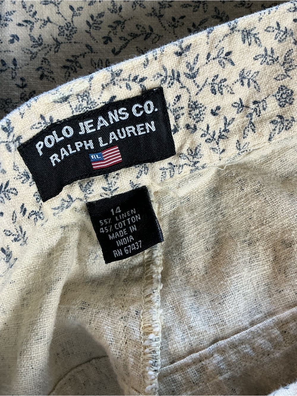 Ralph Lauren Cream Micro-Print Straight Leg Jeans - Picture 4 of 8